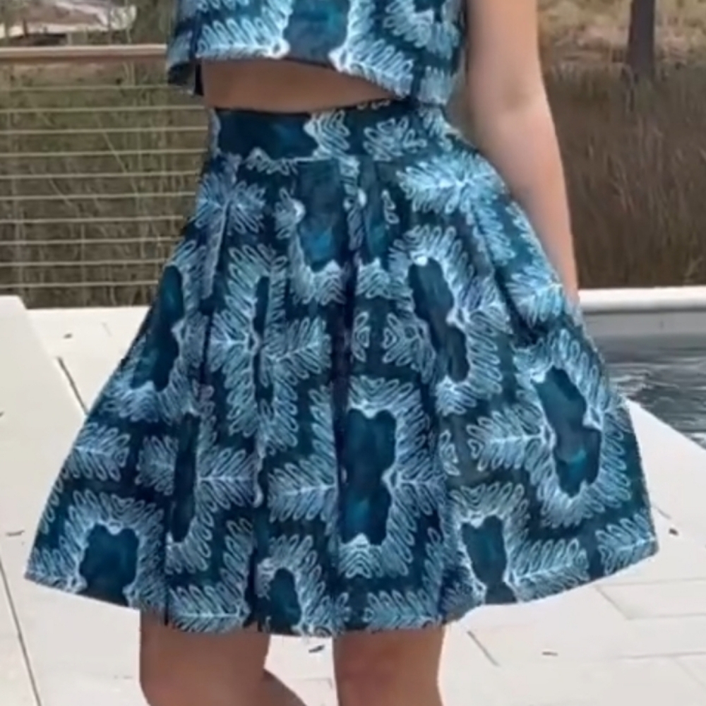 NWT Francis and Benedict Handmade African Wax Print Skirt Blue Size XS